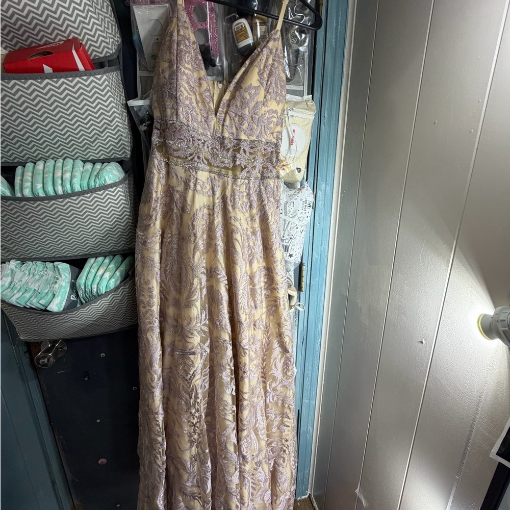 Speechless Lavender and Cream Maxi Dress with V-Neck